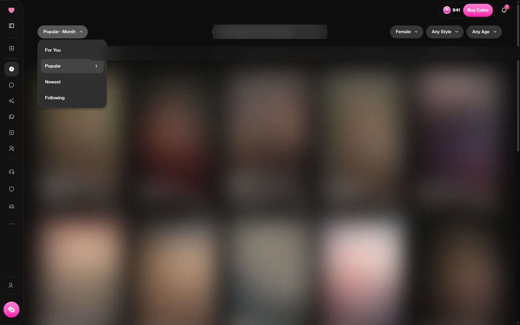 The Explore sort menu with For You, Popular, Newest and Following